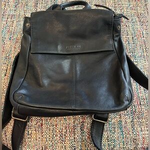 Black leather backpack